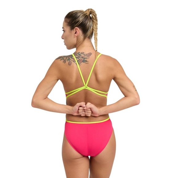 Arena maxlife one piece swimsuit - lace back - freak rose / soft green - 36 - Picture 2 of 9